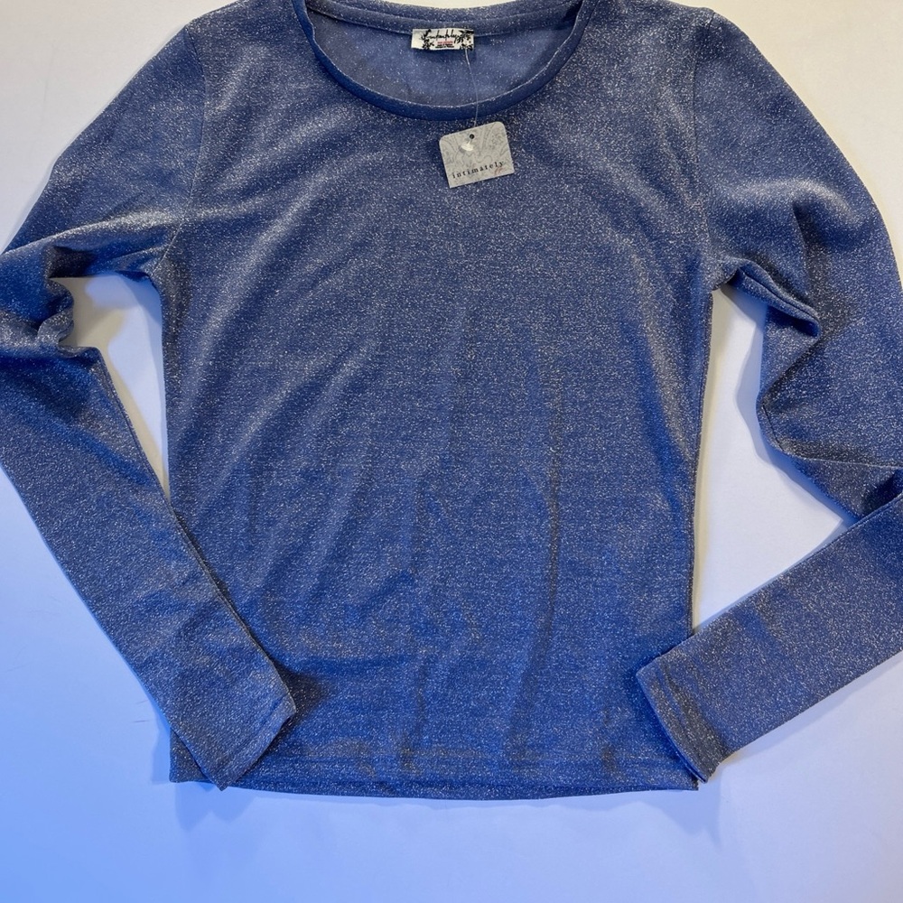 Free People Intimately Shirt Size Extra Small Mesh Semi Sheer‎ Metallic Shimmer